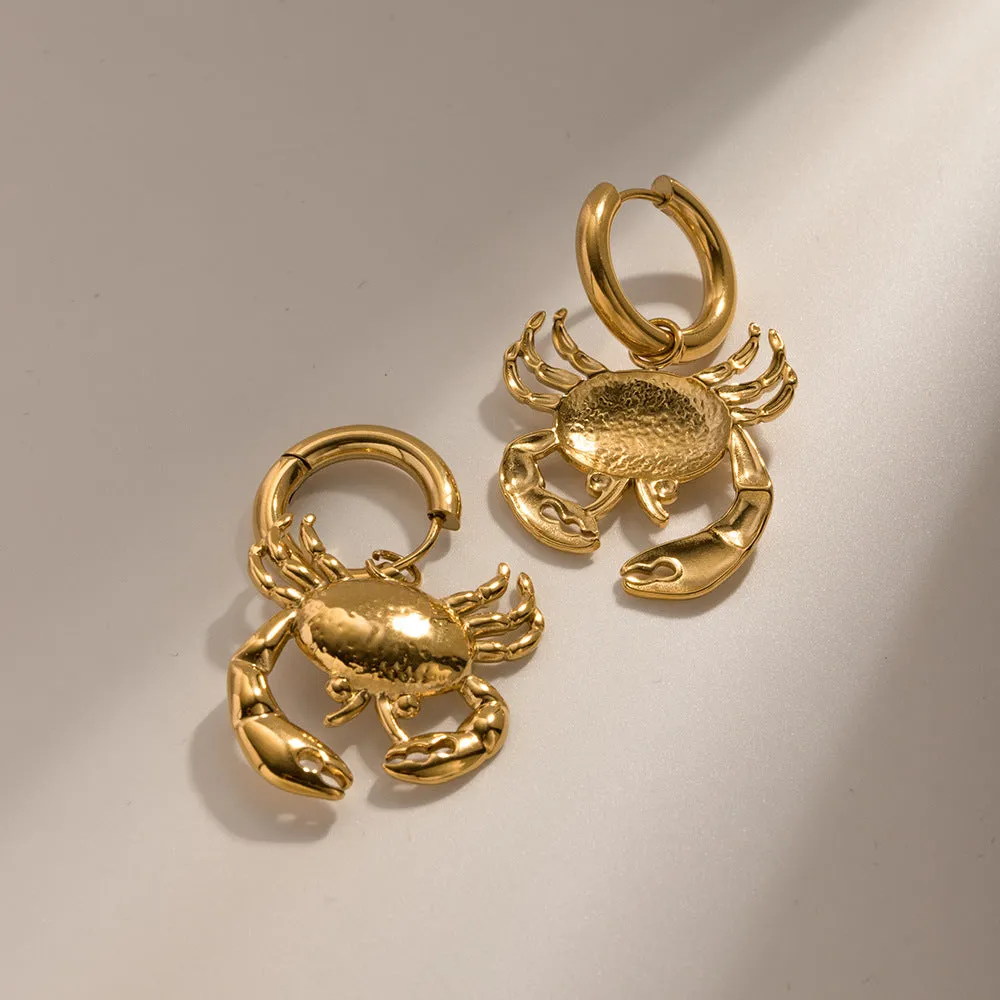 SISSLIA 2024 New High Quality Titanium Steel 18k Gold Crab Pendant Earrings for Women
