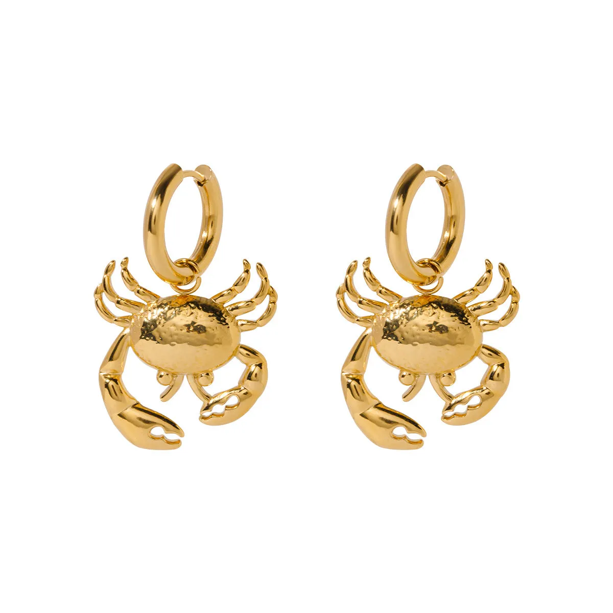 SISSLIA 2024 New High Quality Titanium Steel 18k Gold Crab Pendant Earrings for Women