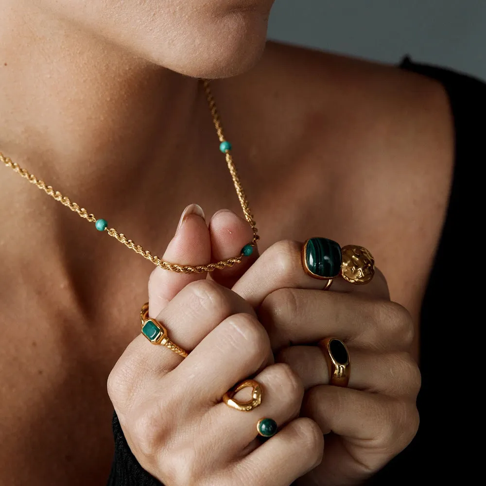 SISSLIA 2024 Trend Natural Malachite High Sense Niche Design Collarbone Twist Non-Fading Necklace for Women