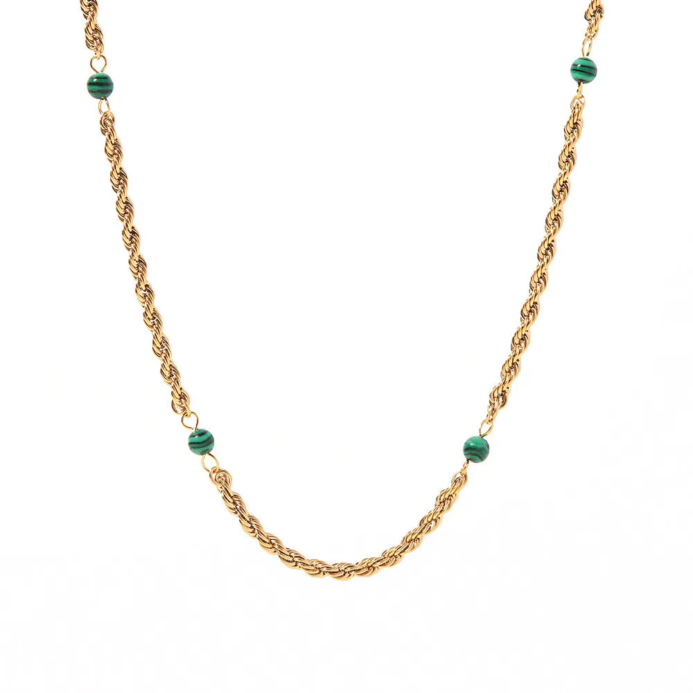 SISSLIA 2024 Trend Natural Malachite High Sense Niche Design Collarbone Twist Non-Fading Necklace for Women