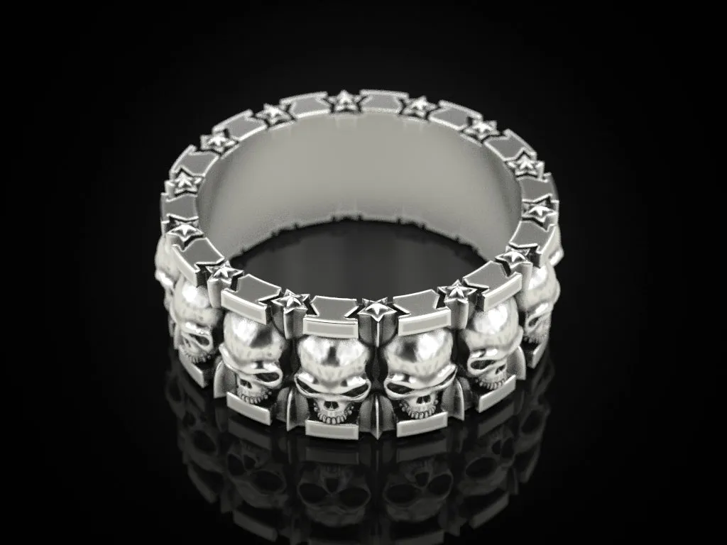 Skull and Stars Ring