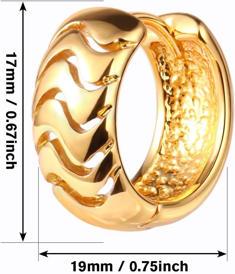 Small Gold Chunky Huggie Hoop Earrings, 14K Gold Plated Thick Huggie Earring, Lightweight Chunky Gold Hoops Earrings for Women