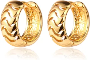 Small Gold Chunky Huggie Hoop Earrings, 14K Gold Plated Thick Huggie Earring, Lightweight Chunky Gold Hoops Earrings for Women