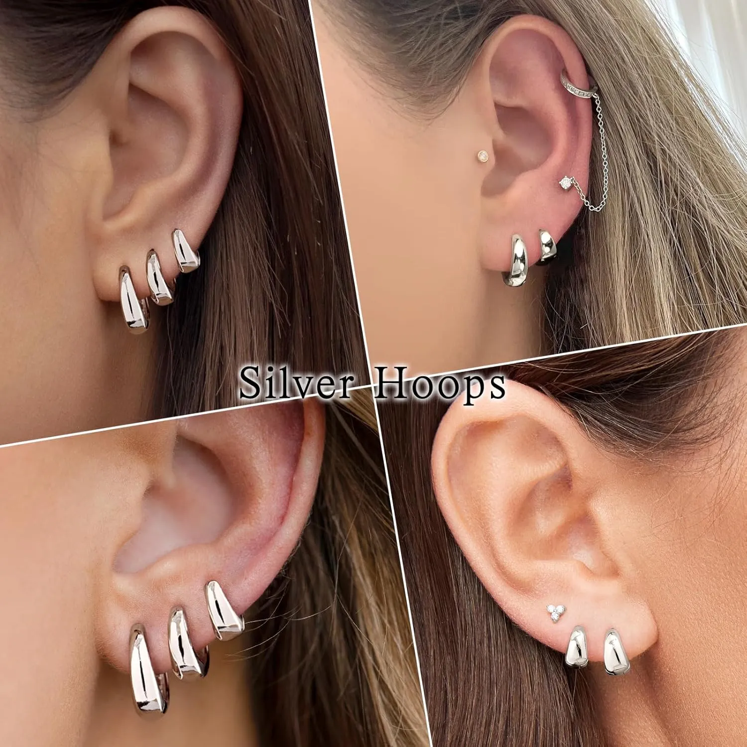 Small Gold Hoop Earrings Set for Women, 14K Gold Plated Chunky Huggie Earrings Stacks for Women Trendy, Dainty Lightweight Thick Stackable Earrings for Women Gift Jewelry