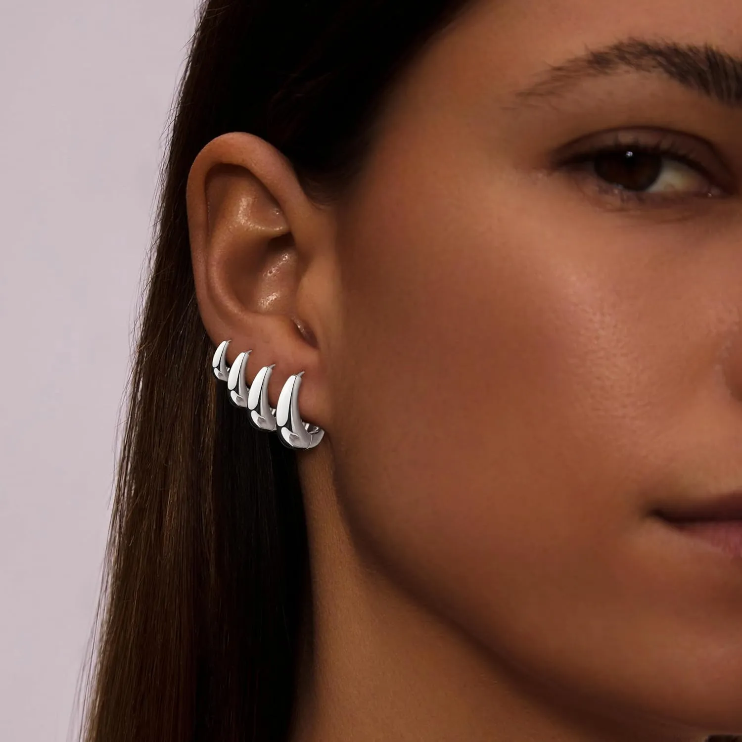 Small Gold Hoop Earrings Set for Women, 14K Gold Plated Chunky Huggie Earrings Stacks for Women Trendy, Dainty Lightweight Thick Stackable Earrings for Women Gift Jewelry