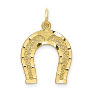 Solid 10k Yellow Gold Horseshoe Charm Pendant