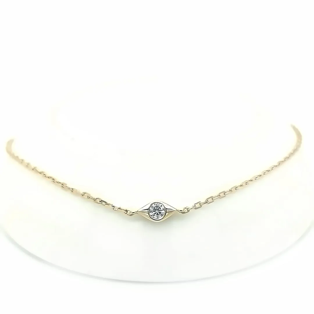 Solitaire Diamond Chain Bracelet In 18k Yellow Gold.