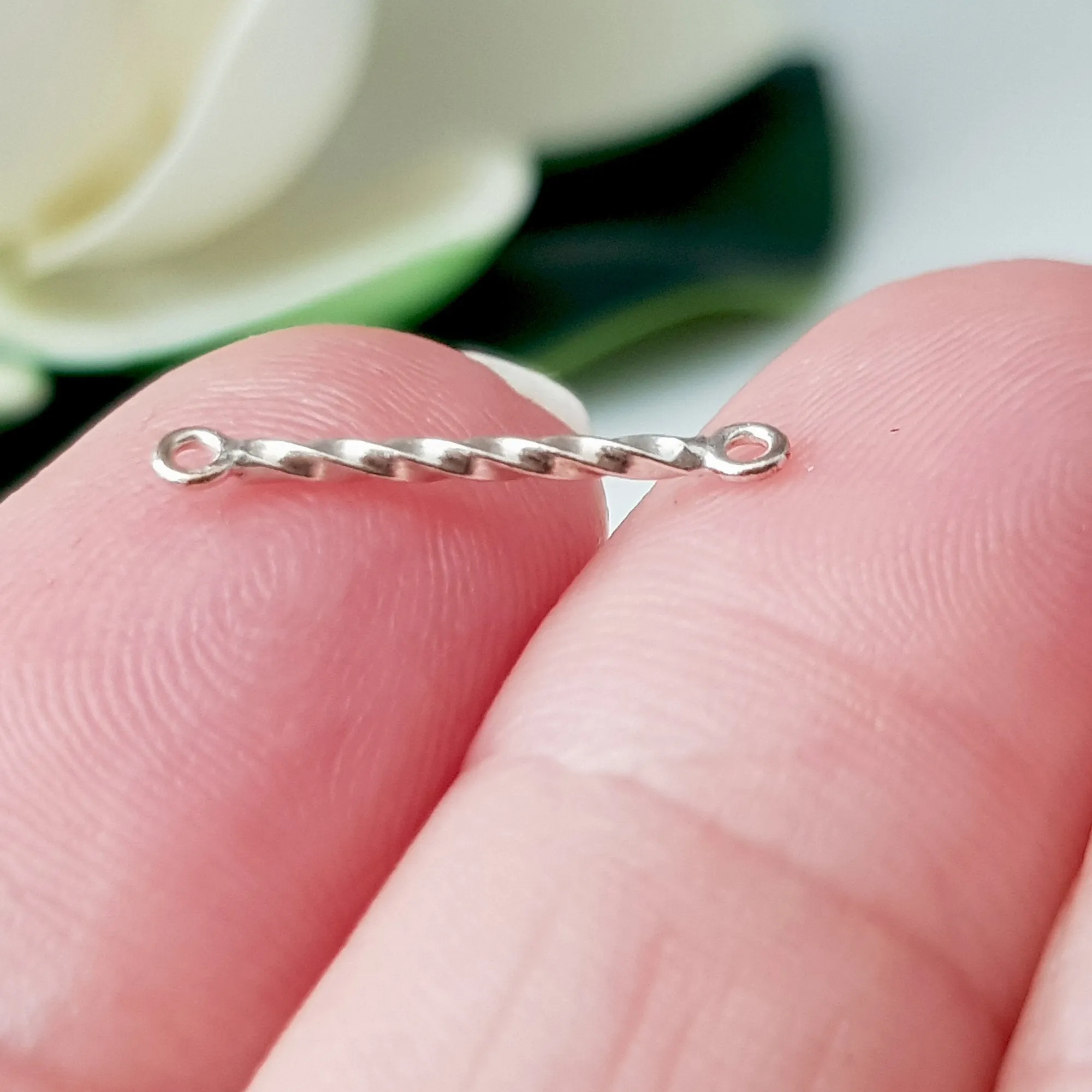 Spacer Link 18mm Twisted - 2 pcs Sterling Silver | SS-004SL18T | Jewellery Supply