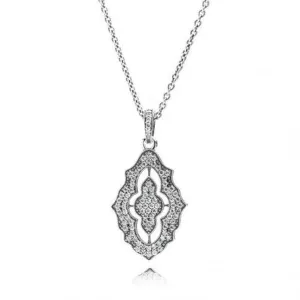 Sparkling Lace Clear Cubic Zirconia Necklace - 390362CZ-90