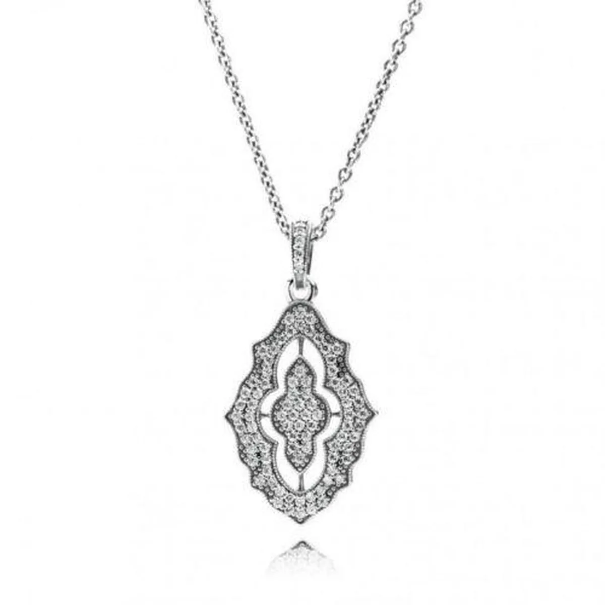 Sparkling Lace Clear Cubic Zirconia Necklace - 390362CZ-90