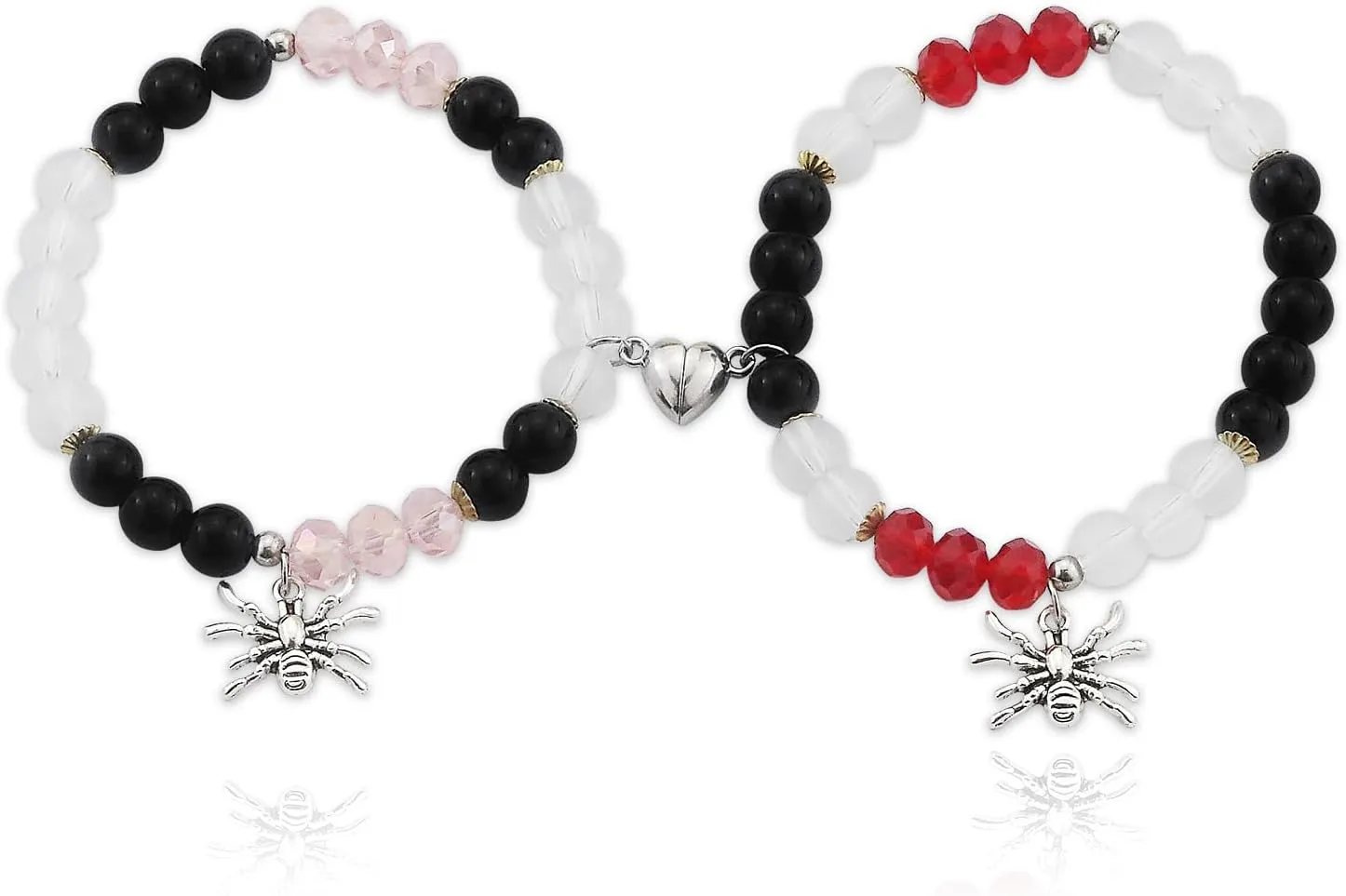Spider Matching Bracelets for Couples Friendship Bracelet Heart Energy Stone Spider Web Beaded Bracelet Stretch Adjustable Halloween Bracelet Best Friend Bracelet Matching Couples Stuff Wicked Merch