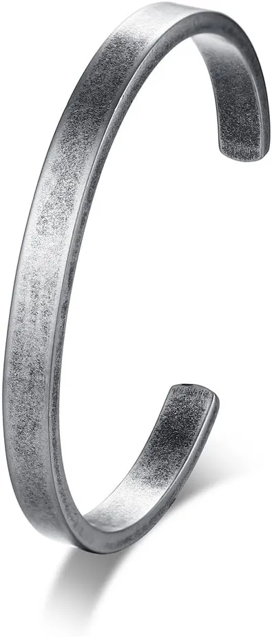 Stainless Steel Antique Retro Reminder Inspiration Message Quote Open Cuff Bangle Bracelets for Men Boy