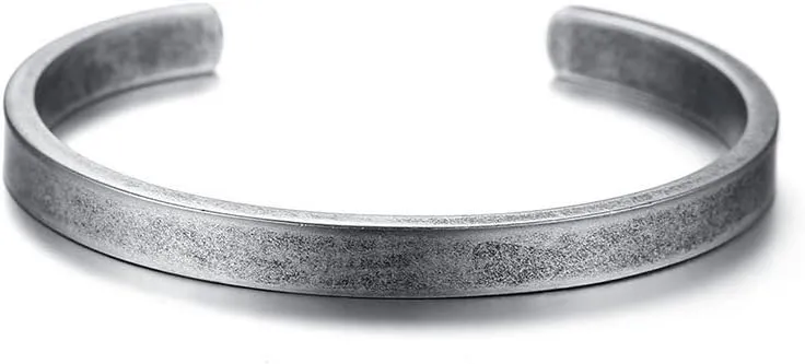 Stainless Steel Antique Retro Reminder Inspiration Message Quote Open Cuff Bangle Bracelets for Men Boy