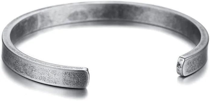 Stainless Steel Antique Retro Reminder Inspiration Message Quote Open Cuff Bangle Bracelets for Men Boy