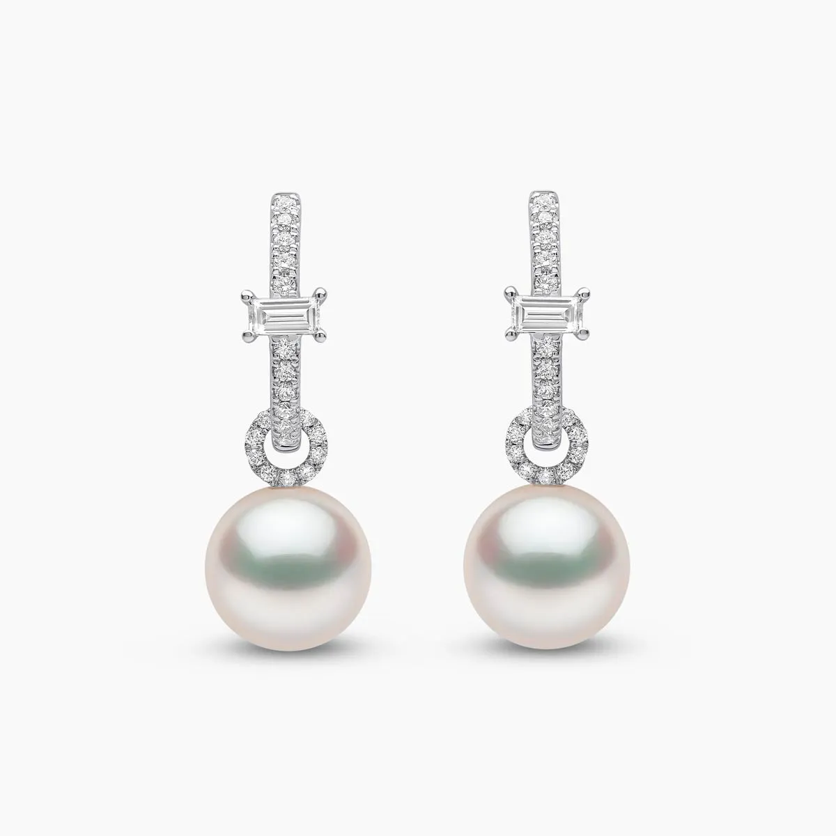 Starlight 18K Gold Pearl and Diamond Hoop Earrings