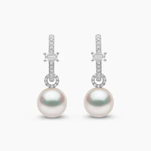 Starlight 18K Gold Pearl and Diamond Hoop Earrings
