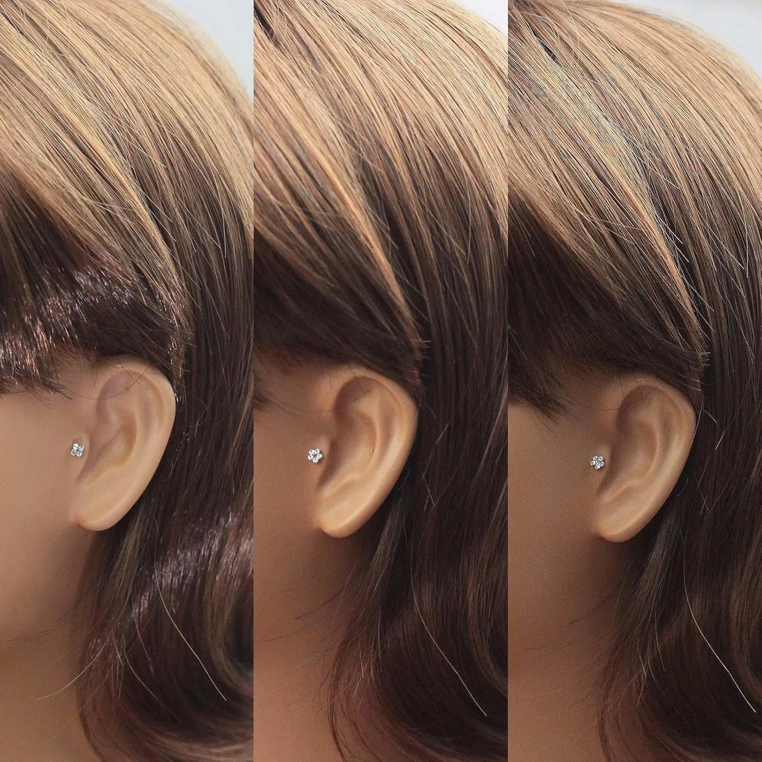 Steel 20G Nose Bone Studs for Women, Set Clear Austrian Gems Hypoallergenic L Shape Nose Piercing Jewelry
