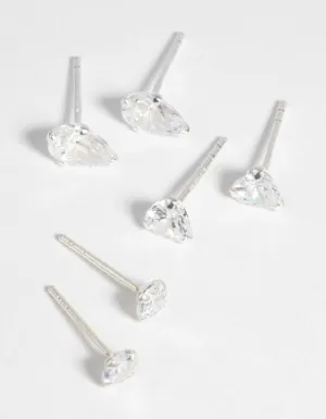 Sterling Silver & Cubic Zirconia Stud Earring Pack