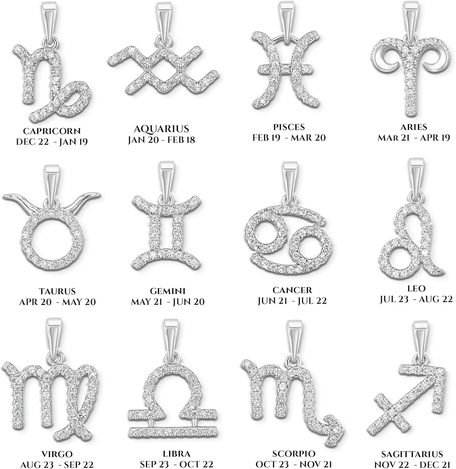 Sterling Silver or 14K Gold Over Sterling Silver Zodiac Necklace Astrology Horoscope Keepsake Card Gift - Choose Star Sign