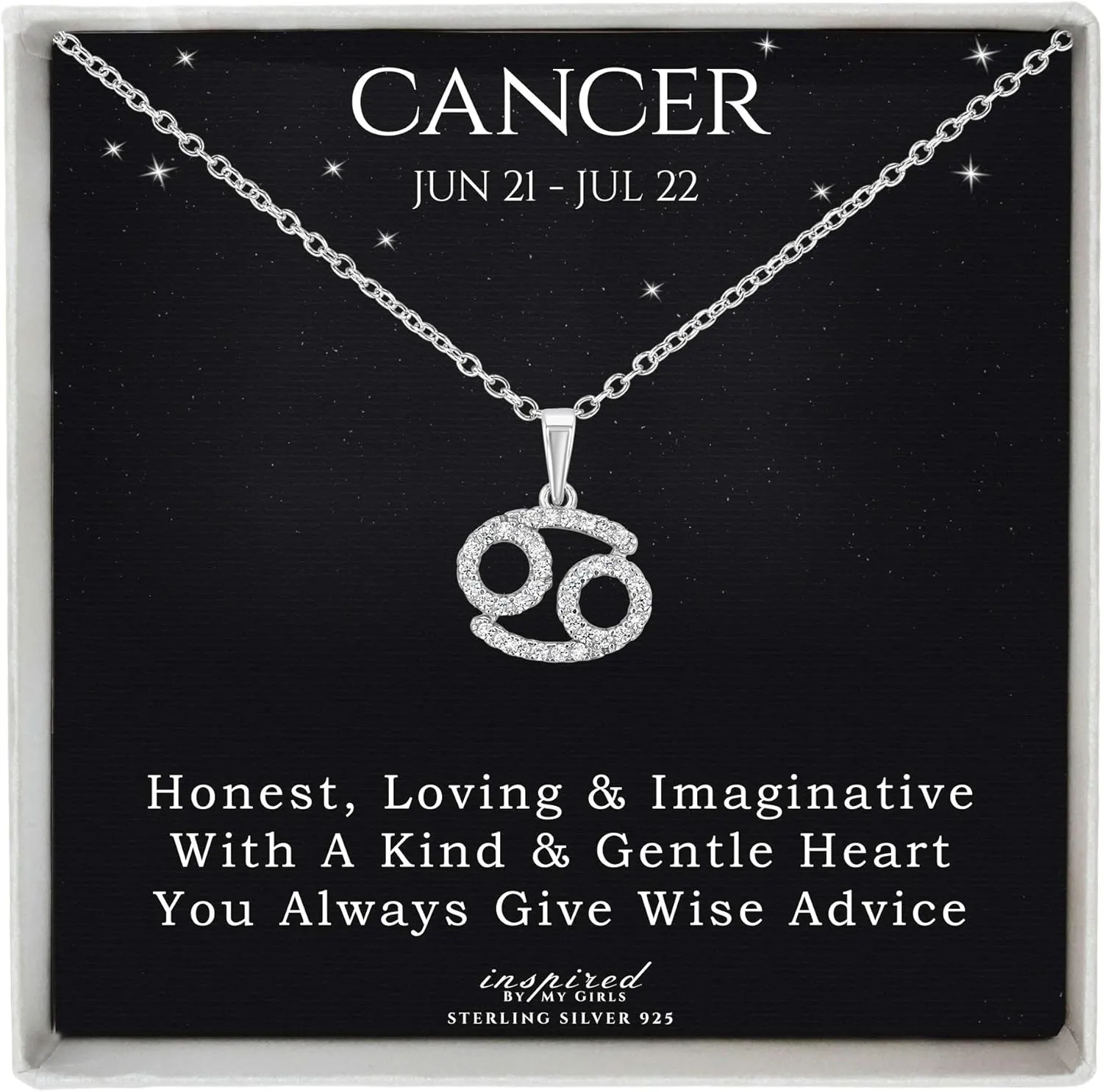 Sterling Silver or 14K Gold Over Sterling Silver Zodiac Necklace Astrology Horoscope Keepsake Card Gift - Choose Star Sign