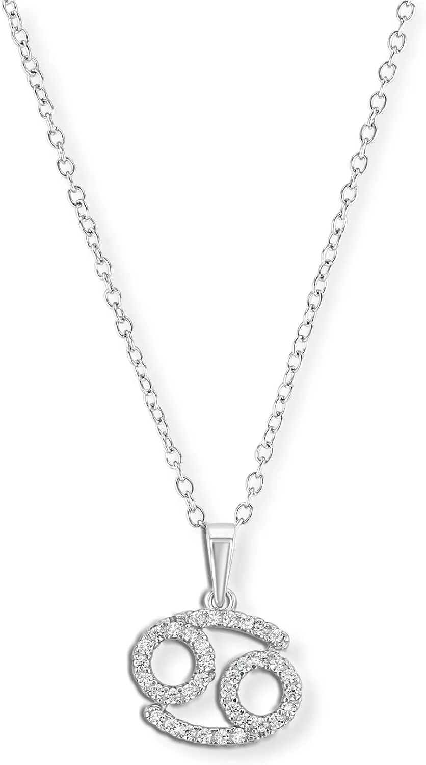 Sterling Silver or 14K Gold Over Sterling Silver Zodiac Necklace Astrology Horoscope Keepsake Card Gift - Choose Star Sign