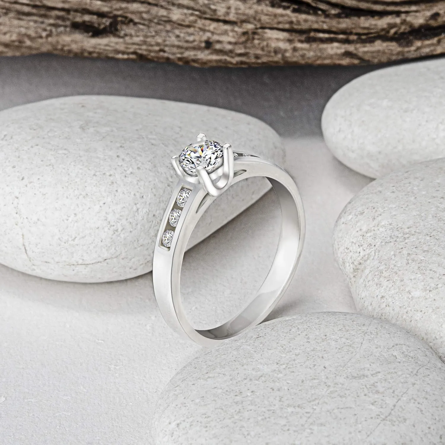 Sterling Silver Promise Rings For Her Couples Mothers, Engagement Rings For Women with Cubic Zirconia Jewelry Wedding Band
