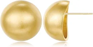 Stud Earrings for Women Half-ball Mattle Gold Sliver Studs Gold Brushed Button Earrings for Women Fashion Vintage Stud Earrings for Party Jewelry