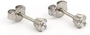 STUDEX Sensitive Cubic Zirconia Stud Earrings | Hypoallergenic and Nickel Safe for Sensitive Ears | High Fashion Earrings for Women and Men