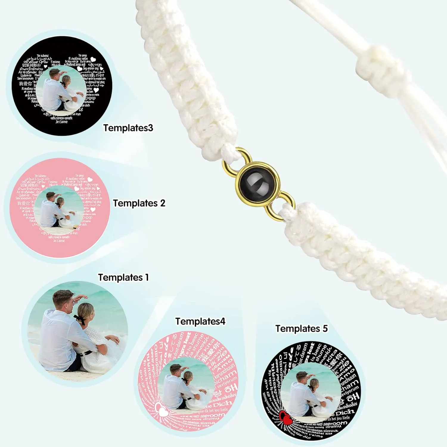SUPHELPU Custom Bracelets with Picture inside, Customized Projection Bracelets with Photos, Picture Bracelet Personalized Photo, Women's Italian Style Bracelet, Memorial Gifts for Women/Men/Dog/Cat