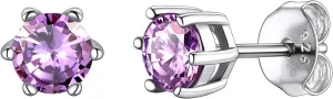 Suplight 925 Sterling Silver 6 Prong Birthstone Necklace/Stud Earrings, Dainty Small Crystal Jewelry for Women (with Gift Box)