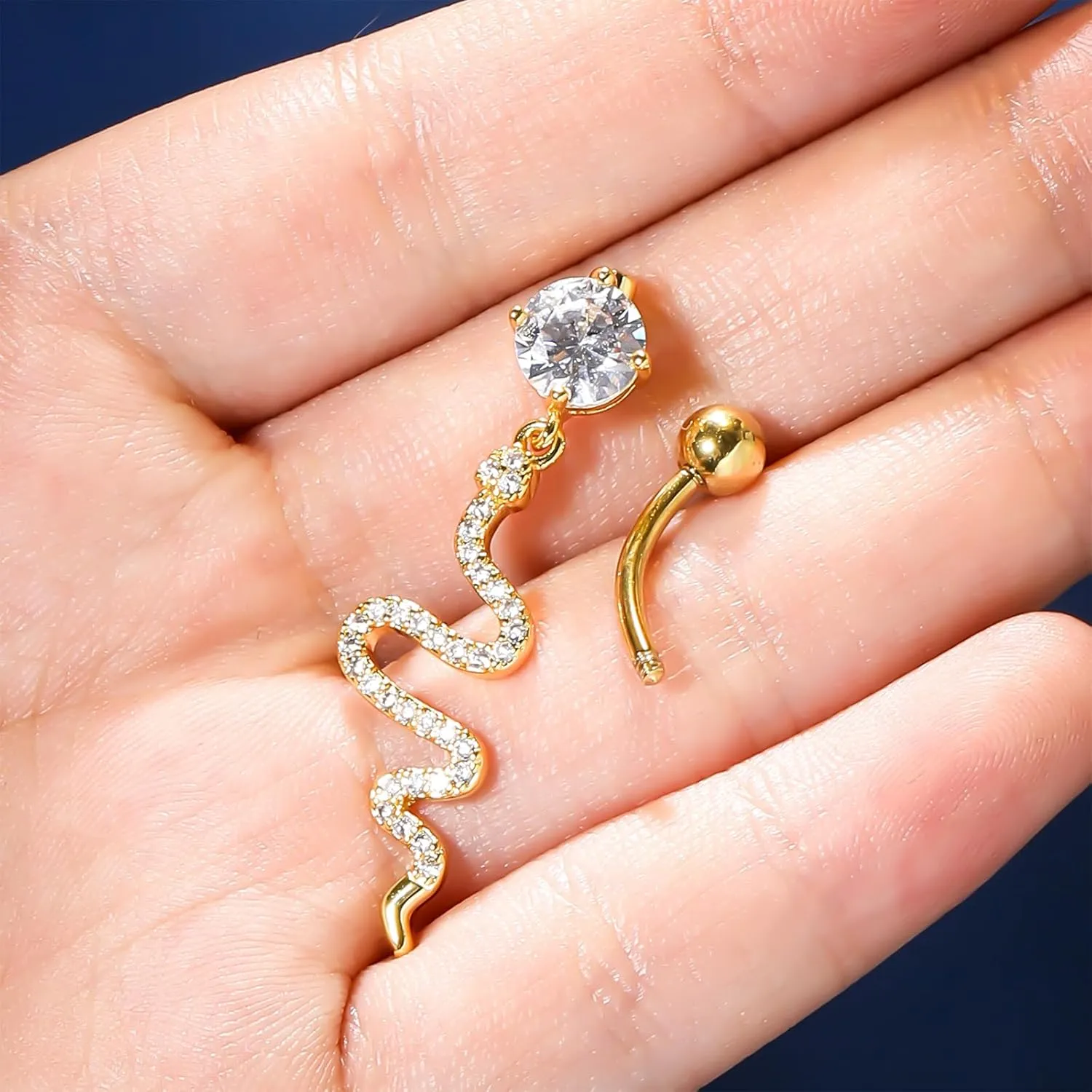 Surgical Steel Belly Rings for Women - Dangling 14G Belly Button Piercing Clicker Ring