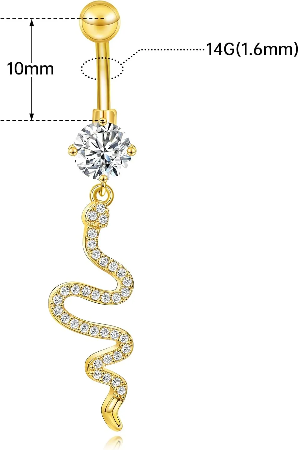 Surgical Steel Belly Rings for Women - Dangling 14G Belly Button Piercing Clicker Ring