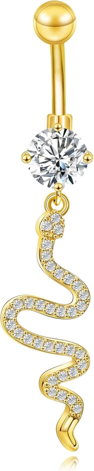 Surgical Steel Belly Rings for Women - Dangling 14G Belly Button Piercing Clicker Ring
