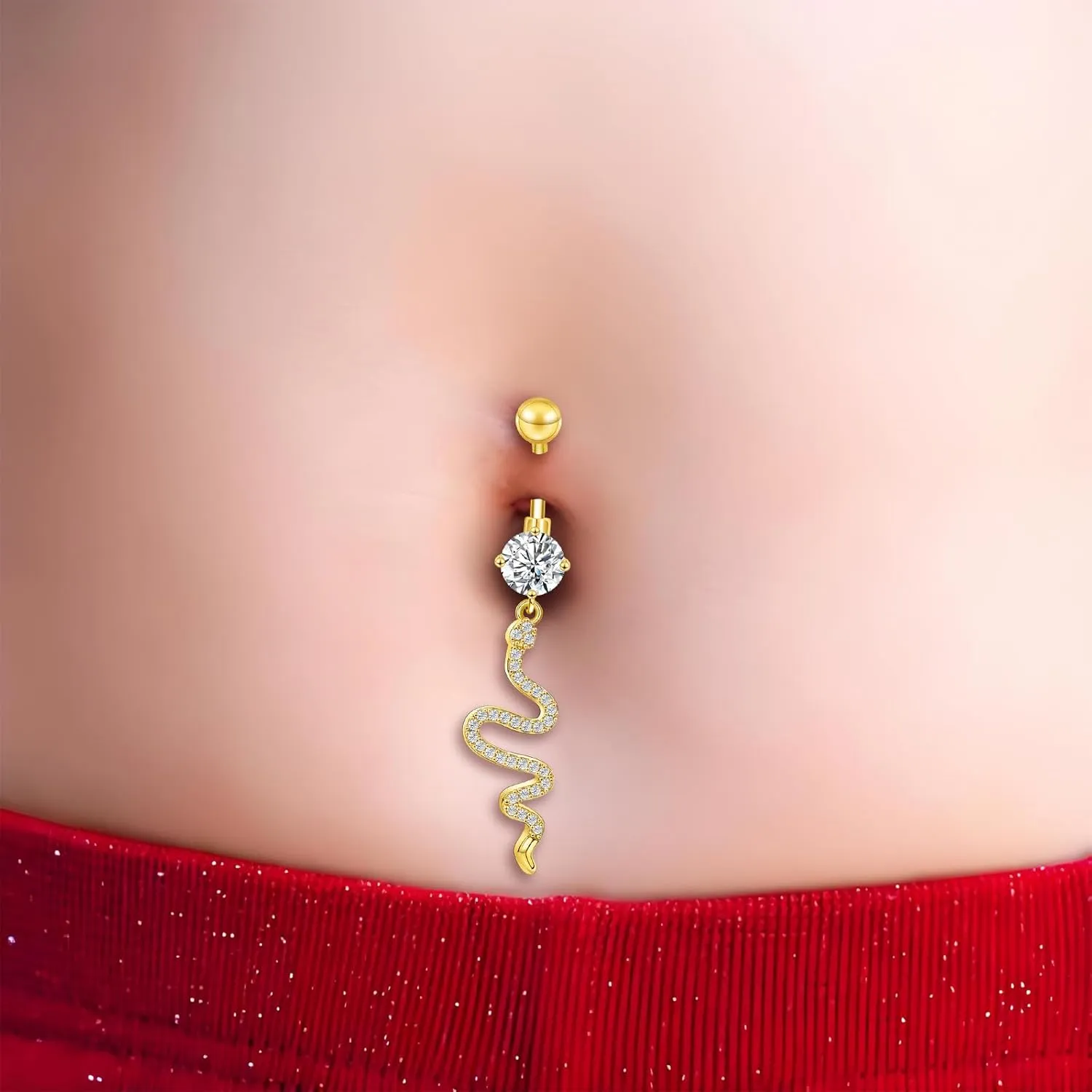 Surgical Steel Belly Rings for Women - Dangling 14G Belly Button Piercing Clicker Ring