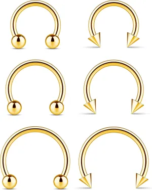 Surgical Steel Septum Rings 14g 16g - Lip Ring Smiley Piercing Hoop For Cartilage Earrings Daith Helix Conch - Eyebrow Nipple Circular Horseshoe 14 Gauge Septum Ring Piercing - Nose Septum Jewelry Pack