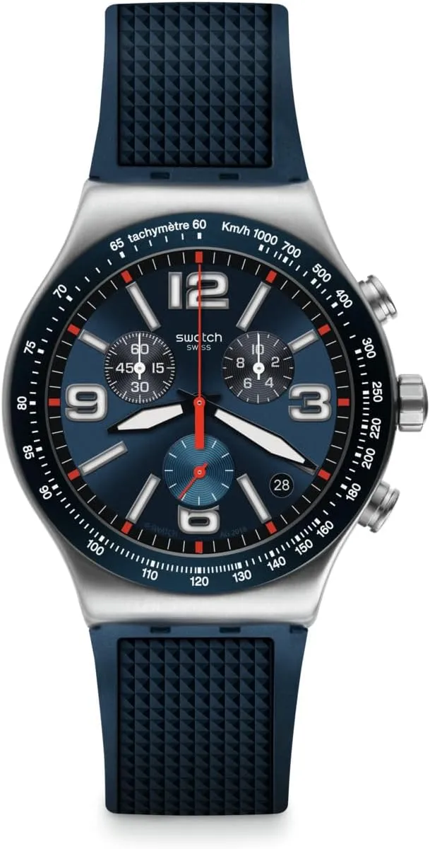 Swatch Casual Unisex Watch Blue Quartz Blue Grid