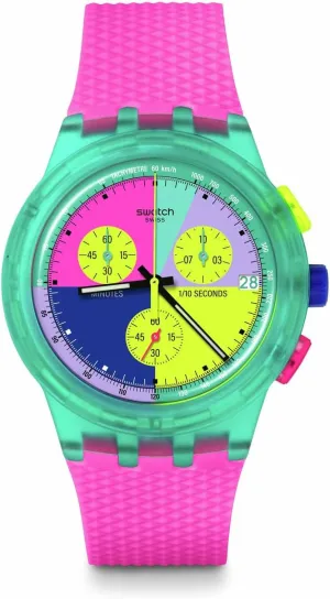 Swatch Casual Watch Multicolor Quartz Plastic NEON Flash Arrow