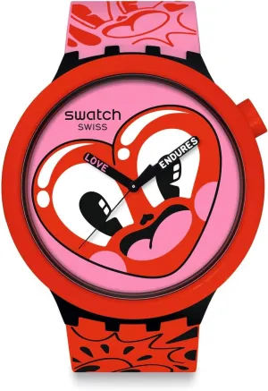 Swatch Casual Watch Unisex Red Bio-sourced Quartz HATTIE'S Heart