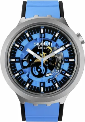 Swatch Unisex Casual Blue Stainless Steel Quartz Watch Azure Blue Daze