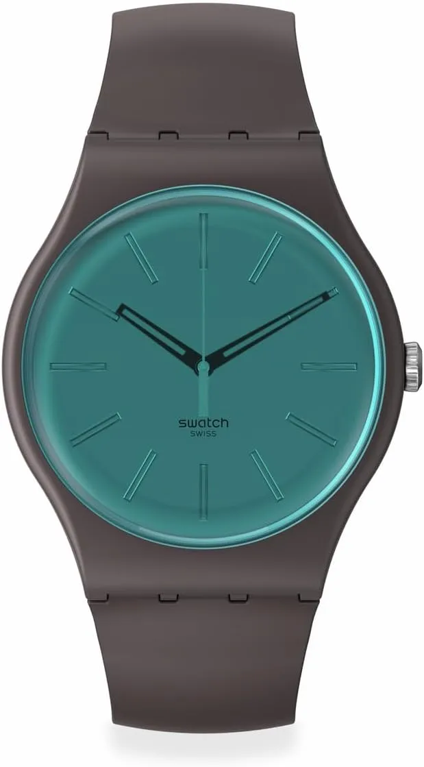 Swatch Unisex Casual Brown Watch Bio-sourced Material Quartz Dark Duality