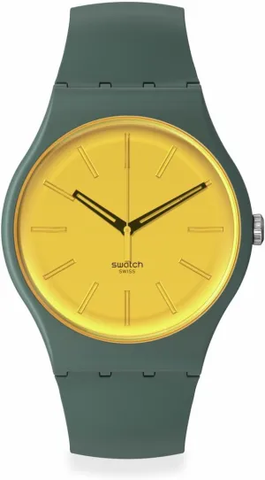 Swatch Unisex Casual Green Watch Bio-sourced Material Quartz Gold in The Garden
