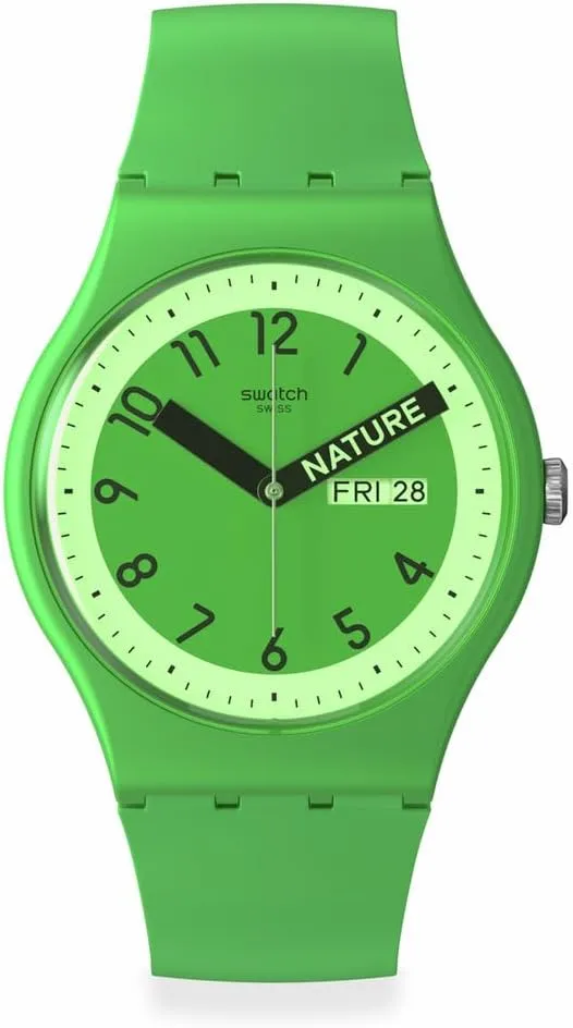 Swatch Unisex Casual Green Watch Bio-sourced Quartz Proudly Green