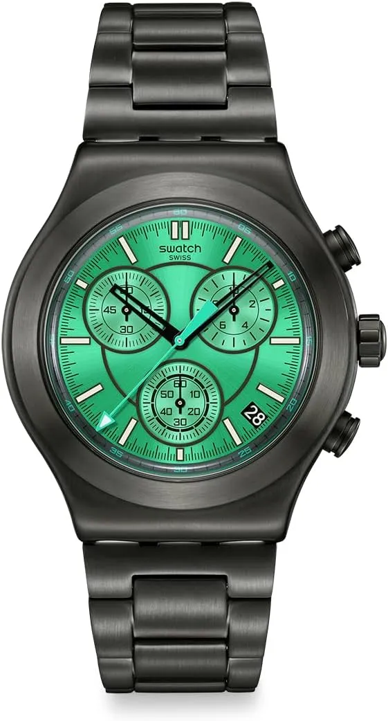 Swatch Unisex Casual Watch Black Stainless Steel Quartz Obsessively Obsidian