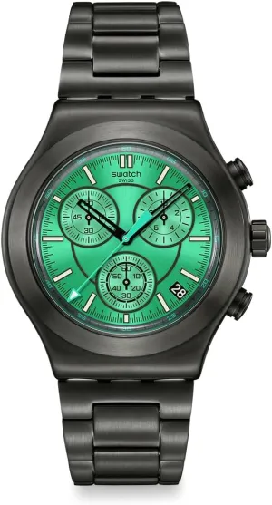 Swatch Unisex Casual Watch Black Stainless Steel Quartz Obsessively Obsidian