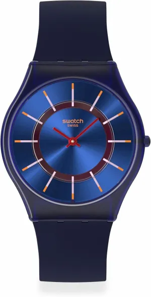 Swatch Unisex Casual Watch Blue Bio-sourced Quartz Very Jazzy Berry