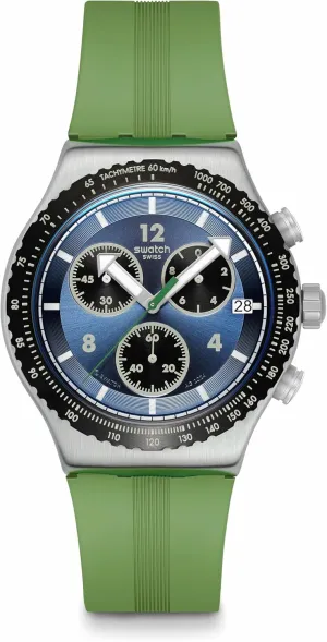 Swatch Unisex Casual Watch Blue Stainless Steel Quartz Dusk Thru The Leaves
