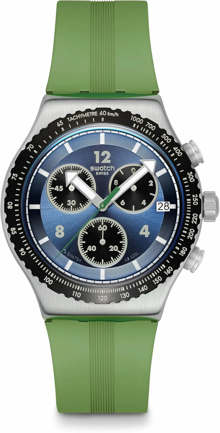 Swatch Unisex Casual Watch Blue Stainless Steel Quartz Dusk Thru The Leaves