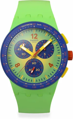 Swatch Unisex Casual Watch Green Bio-sourced Quartz Flowing Freshly