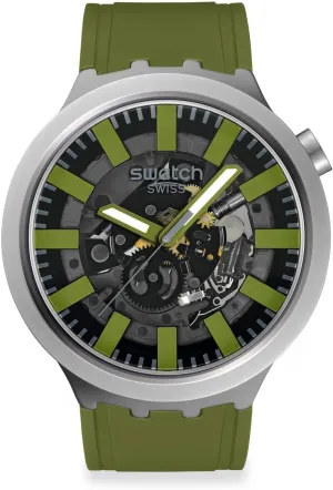 Swatch Unisex Casual Watch Green Stainless Steel Quartz Thru The Underbrush