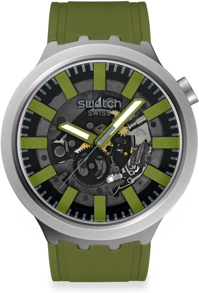 Swatch Unisex Casual Watch Green Stainless Steel Quartz Thru The Underbrush